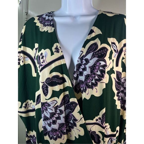 Leota Faux Wrap Ruby Floral Jumpsuit in Green/Purple/Cream 1X New - Picture 5 of 10